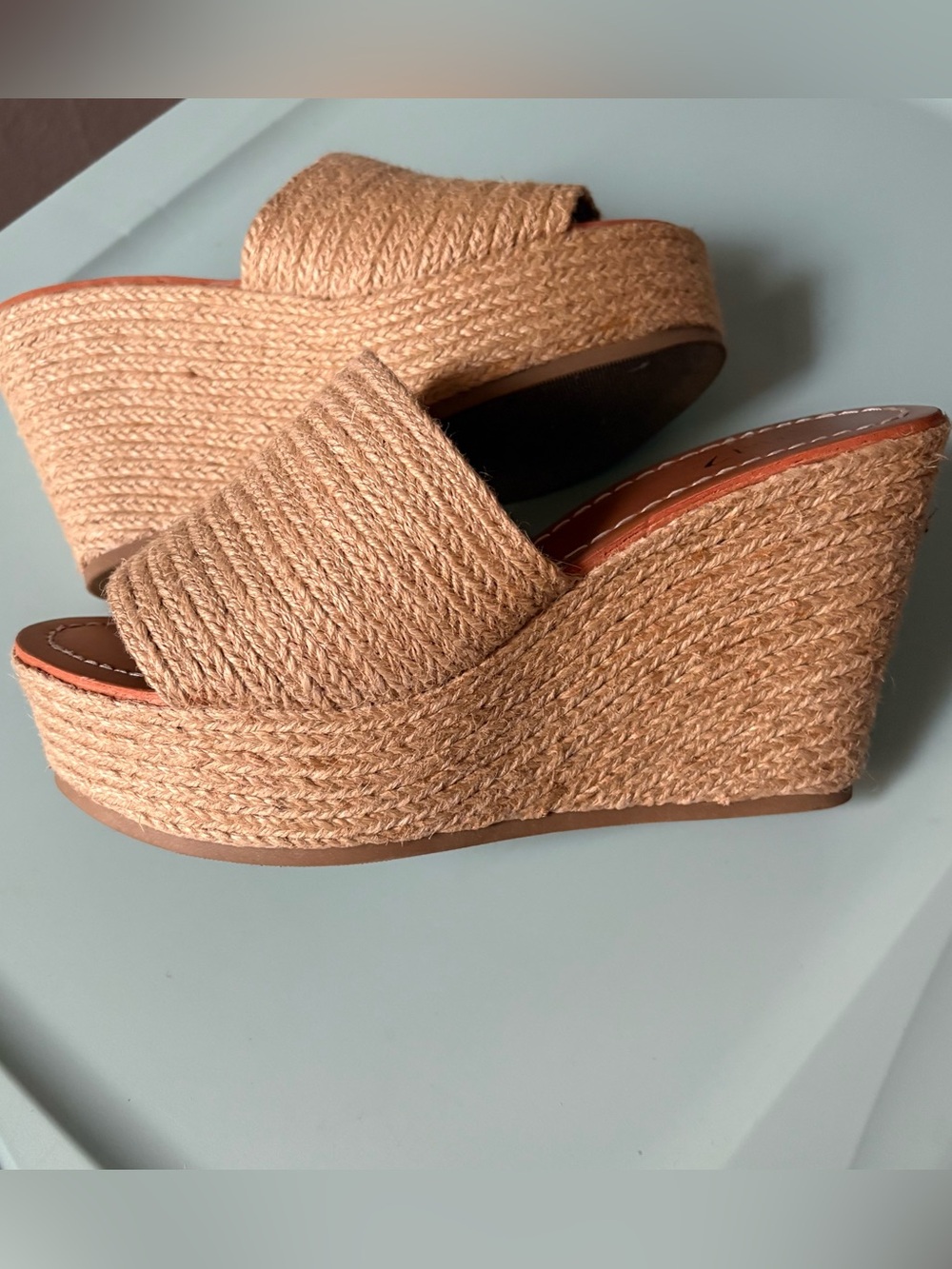 Woven Natural Espadrille Wedge Slide - Neutral